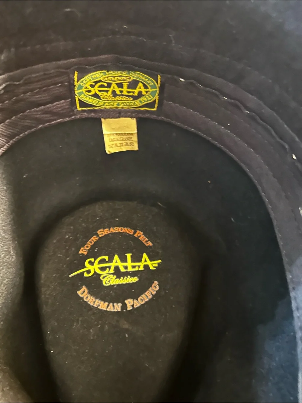 Scala Classico "Everest" Black Wool Felt Western Hat w/Chin Cord - Size L - Picture 3 of 6